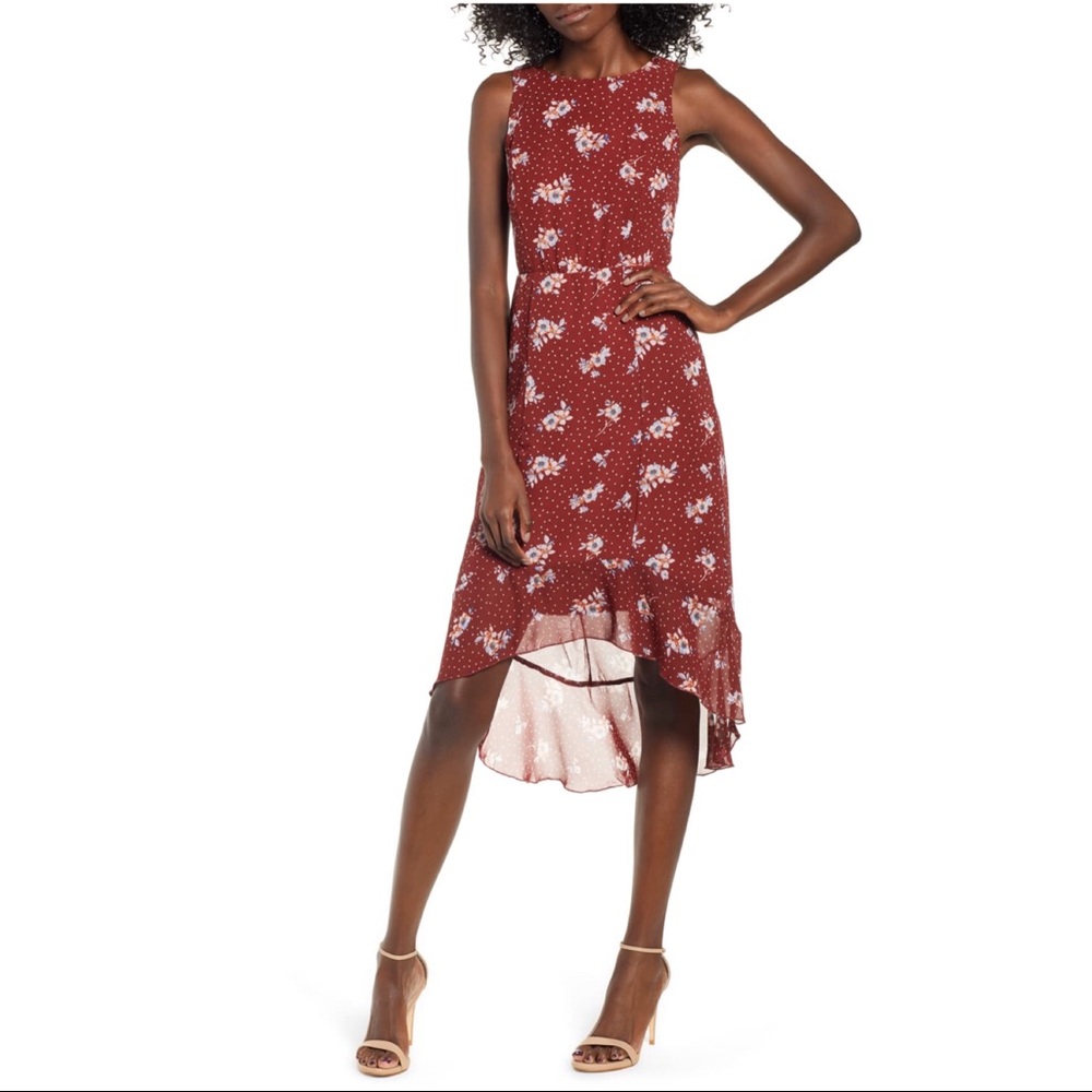 Love, Nickie Lew Low High Red Floral Dress NWT